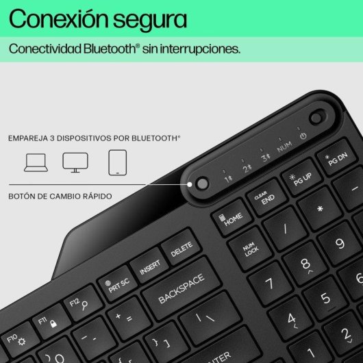 Tastatur HP 460 kabellos Bluetooth 5.3 kompakt mit Ziffernblock QWERTY Englisch