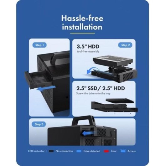 Caja PC Icy Box IB-3710-C31 10 baies SATA 2,5/3,5 Aluminium Noir avec ventilateurs