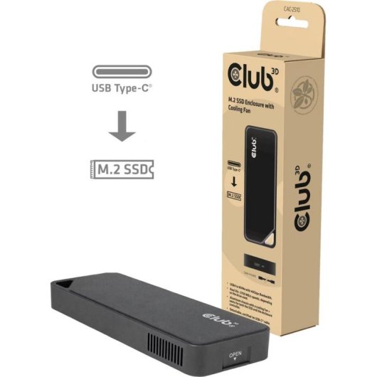 Caja PC Club 3D CAC-2510 M.2 Plastica Nero con Ventilatore USB4