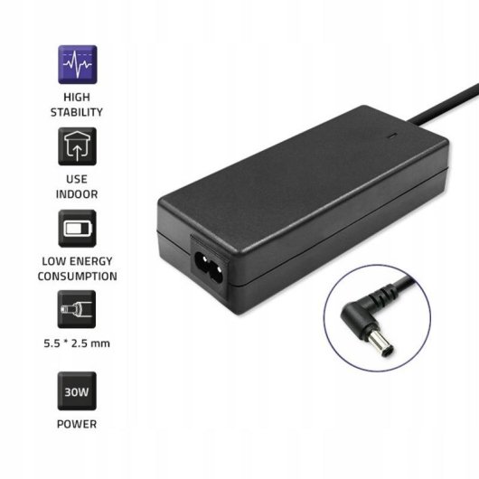 Adaptador de Corriente Qoltec 30W 19V 1,58A para Portátil Toshiba