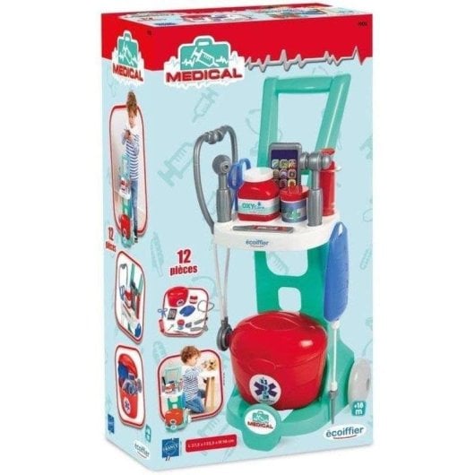 Carrito Médico Infantil Ecoiffier 1902 con Maletín y 12 Accesorios
