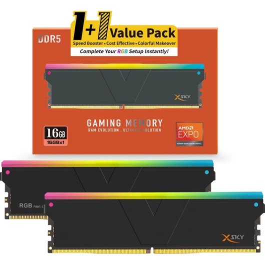 Memoria RAM V-Color Manta XSky RGB 16GB 1x16GB DDR5 6000MHz CL30 Negro