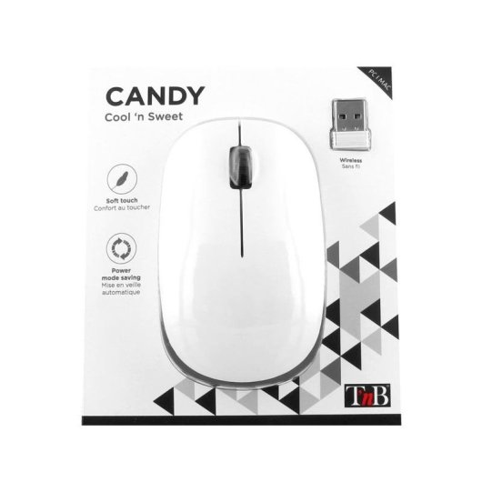 Ratón TnB MWCANDYBK Inalámbrico RF 1000 DPI Ambidextro Negro Blanco