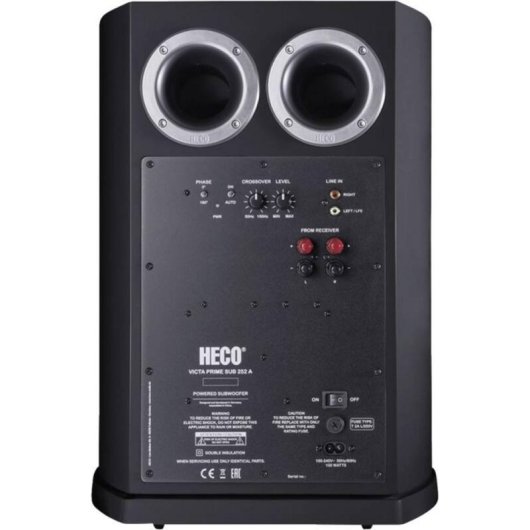 Altavoz subwoofer Heco activo 100 W RMS con diseño moderno y control ajustable