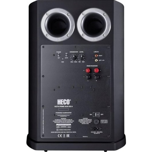 Altavoz subwoofer Heco activo 100 W RMS con diseño moderno y control ajustable