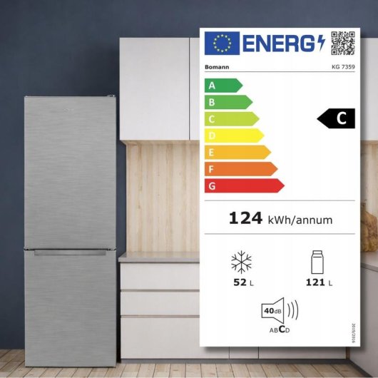 Kühlschrank Zwei Türen Bomann KG7359 Defrost 142,5cm 173L C Edelstahl