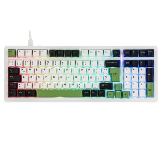Tastiera Aula F99 Bianca Verde Bluetooth 5.0 Hot Swap RGB 96 % US