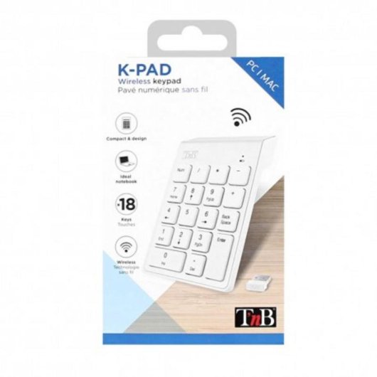 Teclado TnB MPV1W 18 teclas cinzento para PC compacto e ergonómico