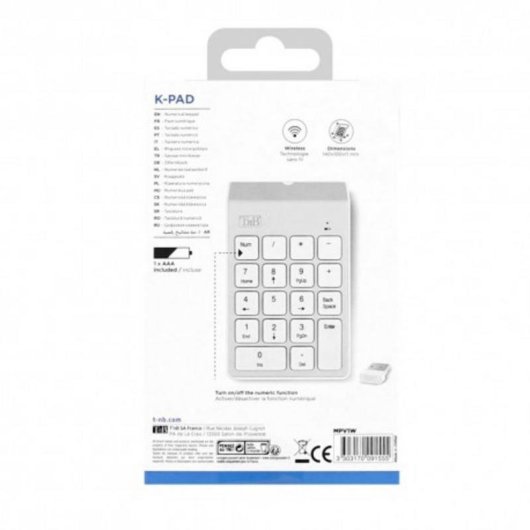 Teclado TnB MPV1W 18 teclas cinzento para PC compacto e ergonómico