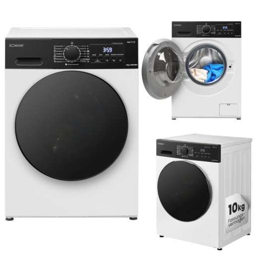 Lave-linge Bomann WA 7112 Hublot 10 kg 1400 rpm Classe A Blanc LED Inverter