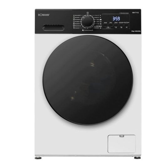Lave-linge Bomann WA 7112 Hublot 10 kg 1400 rpm Classe A Blanc LED Inverter