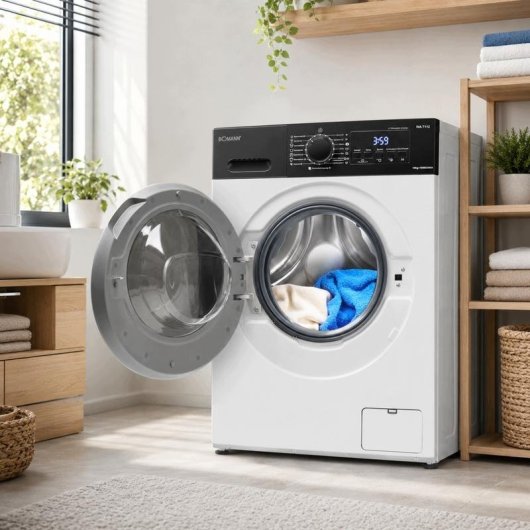 Lave-linge Bomann WA 7112 Hublot 10 kg 1400 rpm Classe A Blanc LED Inverter