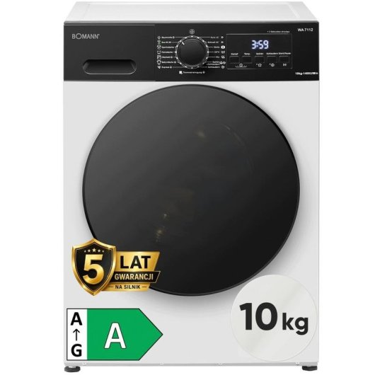 Lave-linge Bomann WA 7112 Hublot 10 kg 1400 rpm Classe A Blanc LED Inverter