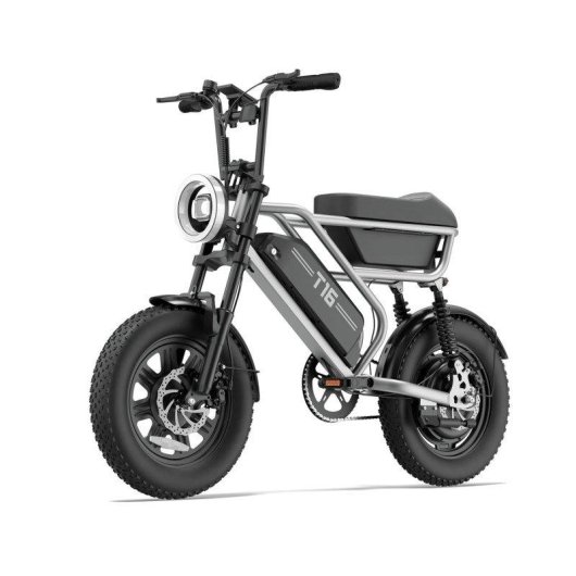 Bicicleta eléctrica Urlife T16 500W 48V 13Ah 16" Frenos de Disco Plata