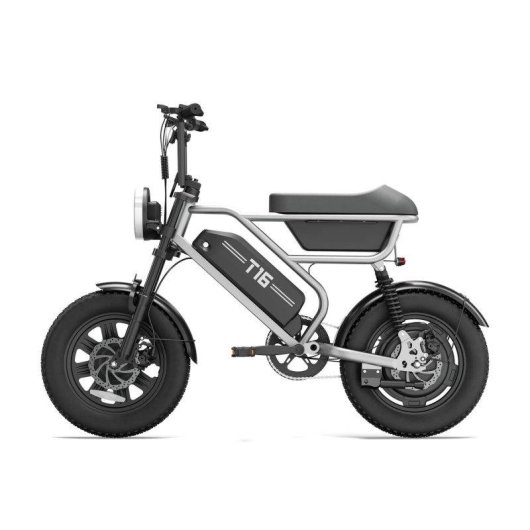 Bicicleta eléctrica Urlife T16 500W 48V 13Ah 16" Frenos de Disco Plata