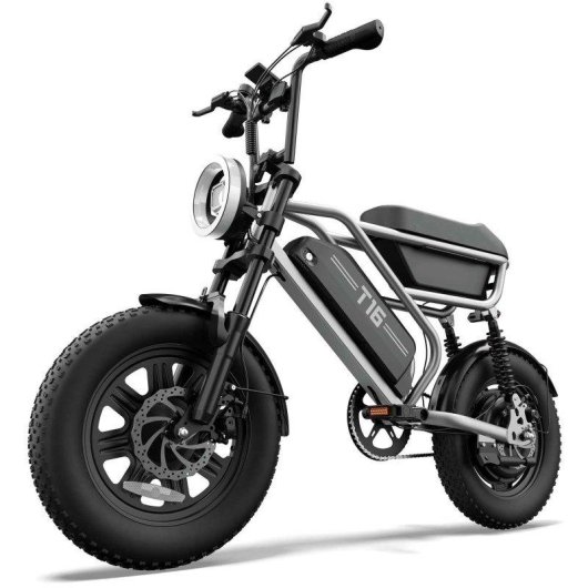 Bicicleta eléctrica Urlife T16 500W 48V 13Ah 16" Frenos de Disco Plata