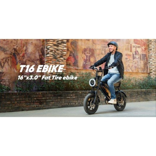 Bicicleta eléctrica Urlife T16 500W 48V 13Ah 16" Frenos de Disco Plata