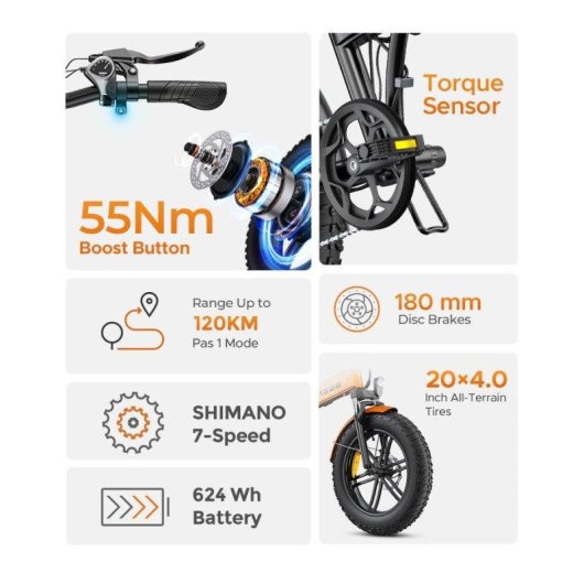Bicicleta Eléctrica Plegable ENGWE EP-2 Boost 250W 624Wh 20x4.0