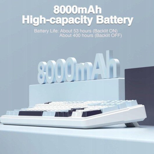 Teclado Aula F99 mecánico inalámbrico Hot Swap Bluetooth RGB blanco azul