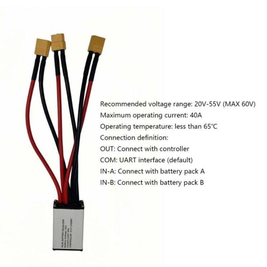 Módulo de Gestión de Doble Batería TOURUP 20V-55V 40A XT60