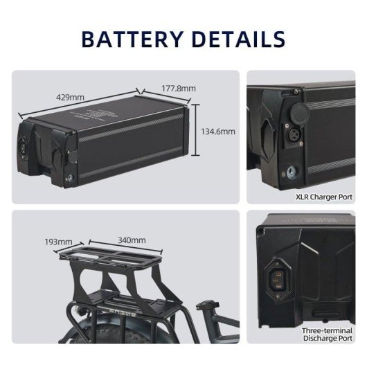 Tourup Portaequipajes Batería E-bike ENGWE Metálico Negro