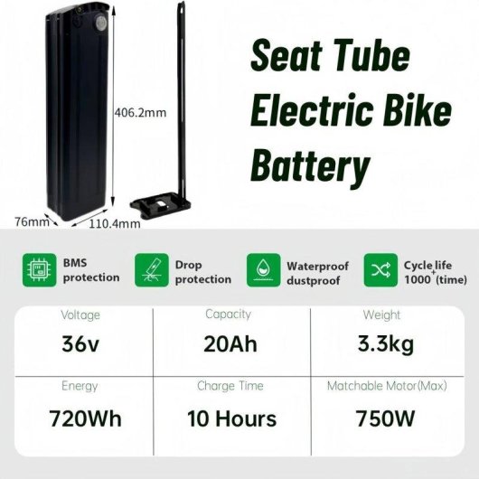 Batería e-Bike 36 V 20 Ah 720 Wh para Engwe L20/L20 Boost/RSM Mobilist