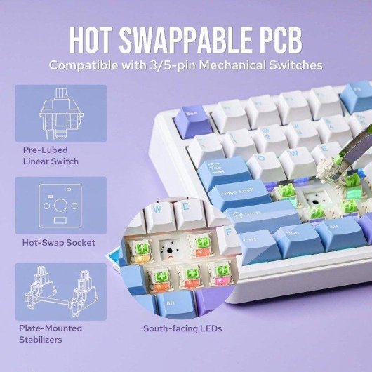 Teclado Aula F75 Max mecánico inalámbrico 75% con pantalla TFT y RGB US