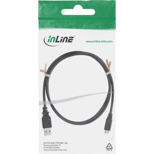 Cabo USB InLine Micro USB 0,5 m USB 2.0 Preto