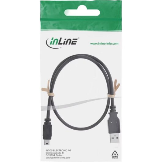 Cable InLine USB Mini 2.0 0,50 m Preto