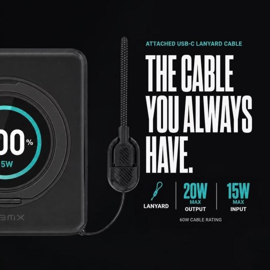 Power Bank Rant BMX SolidSafe Duo 5000 mAh 20 W MagSafe Qi2 Negro