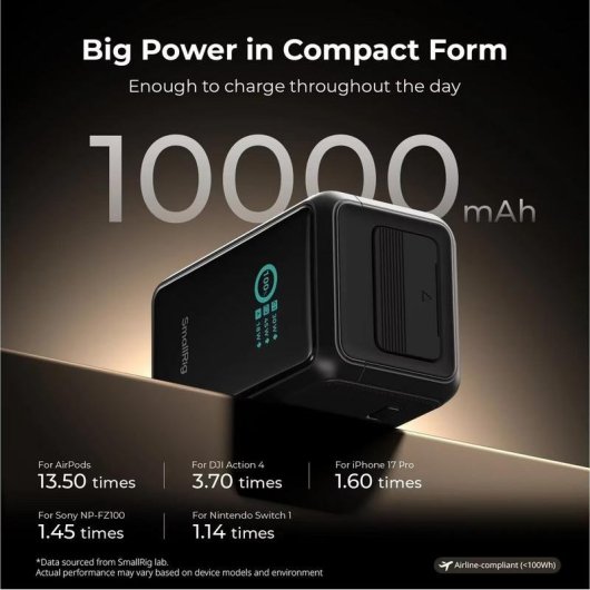 Power Bank SmallRig 10000 mAh 45 W Chine Aluminium TPU Silicone