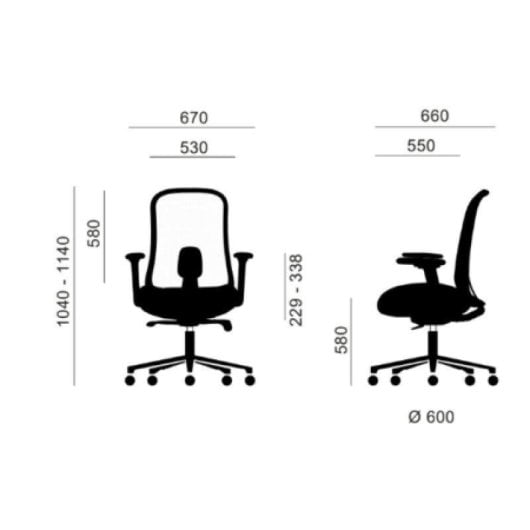 Cadeira Ergonómica Euromof Lucerna Malha Ultra Transparente