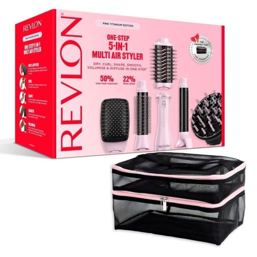 Moldeador multifunción Revlon One-Step Titanium 5 en 1 Iónica 4 temperaturas Rosa/Negro