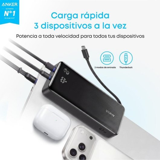 Power Bank Anker 20000 mAh 87 W Apta para avión Negro