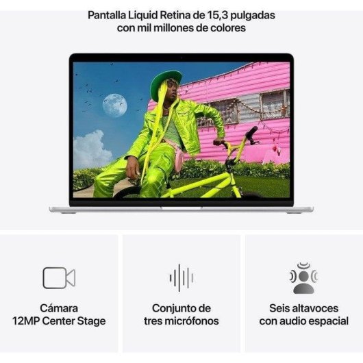 Apple MacBook Air 15,3" Apple M5 16GB 1TB SSD GPU 10 núcleos macOS Plata + Cargador 35W