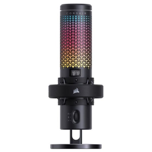 Micrófono Corsair VOXARA USB cardioide con pantalla OLED y RGB personalizable negro