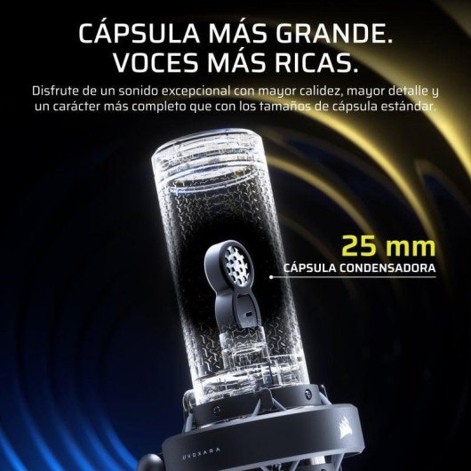 Micrófono Corsair VOXARA USB cardioide con pantalla OLED y RGB personalizable negro