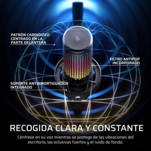 Micrófono Corsair VOXARA USB cardioide con pantalla OLED y RGB personalizable negro