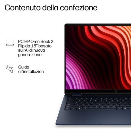 HP OmniBook X Flip Portatile 16" Intel Core Ultra 7 356H 32GB Intel Graphics Windows 11 1TB SSD Schermo OLED touch