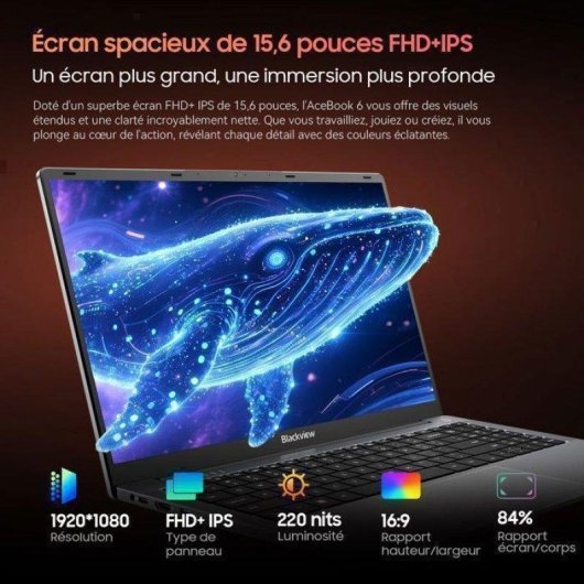 Ordinateur portable Blackview AceBook 6 15,6" Intel N150 16Go 512Go SSD UHD Windows 11