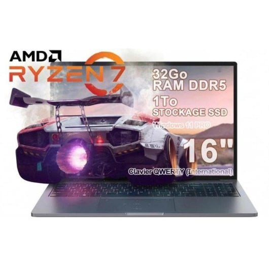 Ordinateur portable Blackview Gamibook 8 16" AMD Ryzen 7 7735HS 32 Go 1 To SSD Windows 11 Pro Radeon 680M écran FHD+