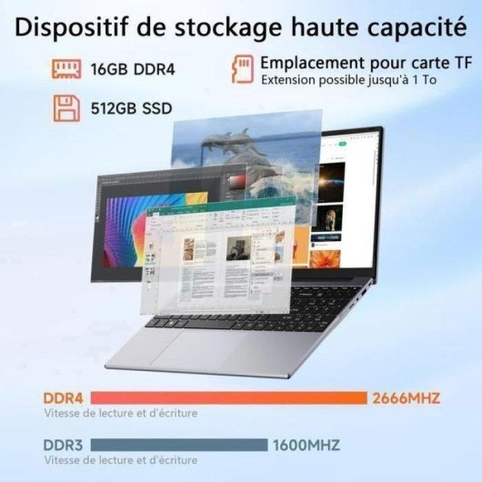 Ordinateur portable BMAX X15 Pro 15.6" Intel N100 16Go 512Go SSD Intel UHD Windows 11