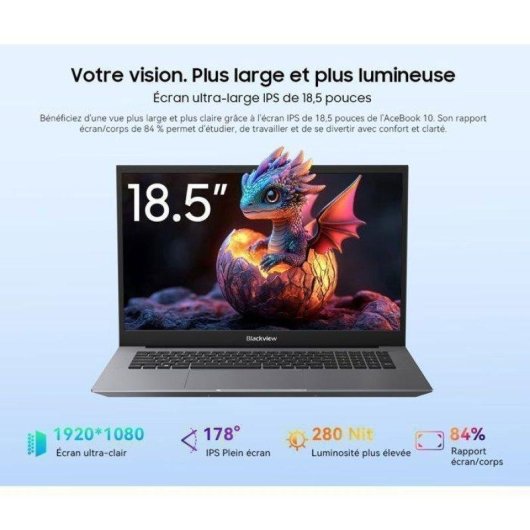 Ordinateur portable Blackview AceBook10 18,5" Intel N150 16Go 512Go UHD Windows 11 Pro