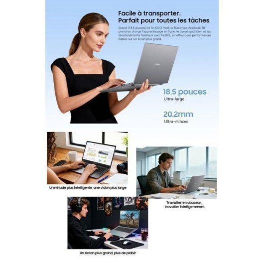 Ordinateur portable Blackview AceBook10 18,5" Intel N150 16Go 512Go UHD Windows 11 Pro