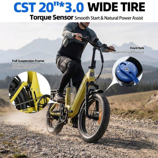 Bicicleta eléctrica TTGO F7 250W 48V 15Ah 20" 25km/h 100km Mostaza