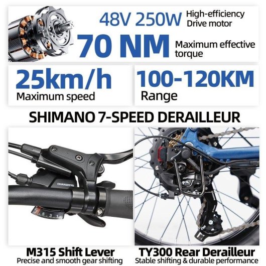 Vélo électrique TTGO F7 250W 48V 15Ah 20 pouces 25 km/h autonomie 100 km