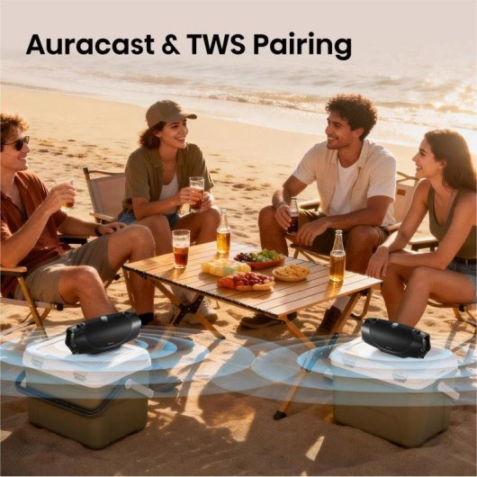 Altavoces Hisense portátil estéreo con conectividad alámbrica e inalámbrica 80 W y Bluetooth