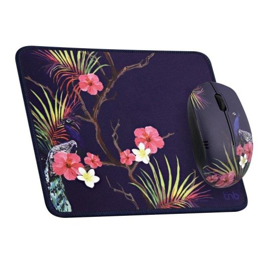 Souris TnB BUMWXTROPI sans fil ergonomique violet avec tapis assorti