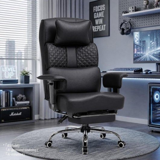 Gaming-Stuhl GTPLAYER Ergonomisch PU-Leder 90°–150° 180 Kg Schwarz