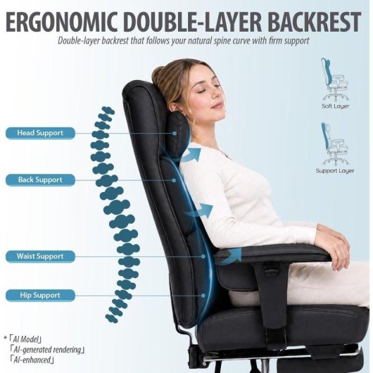 Gaming-Stuhl GTPLAYER Ergonomisch PU-Leder 90°–150° 180 Kg Schwarz